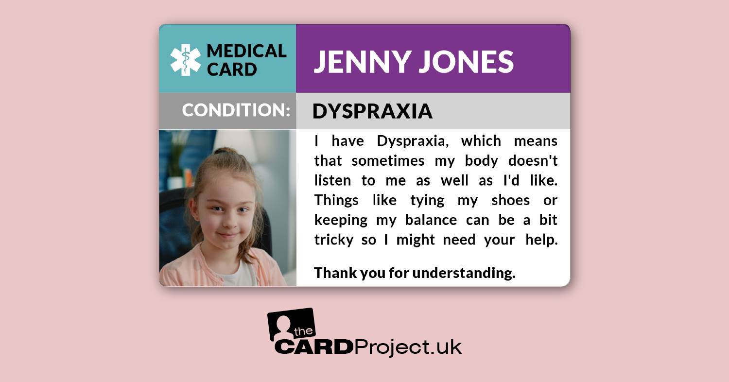  Dyspraxia Medical Photo ID Card  (FRONT)
